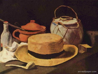 vincent van gogh still life with a straw hat and pipe