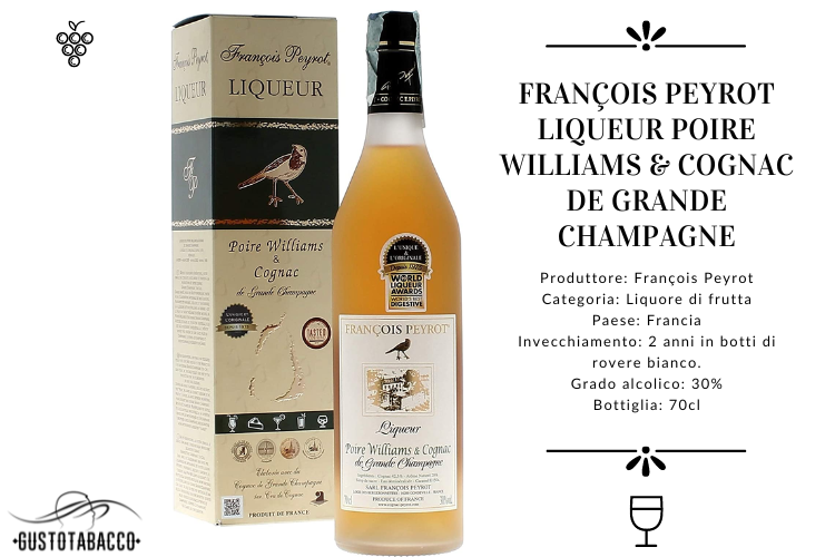François Peyrot Liqueur Poire Williams & Cognac de Grande Champagne - Gusto  Tabacco